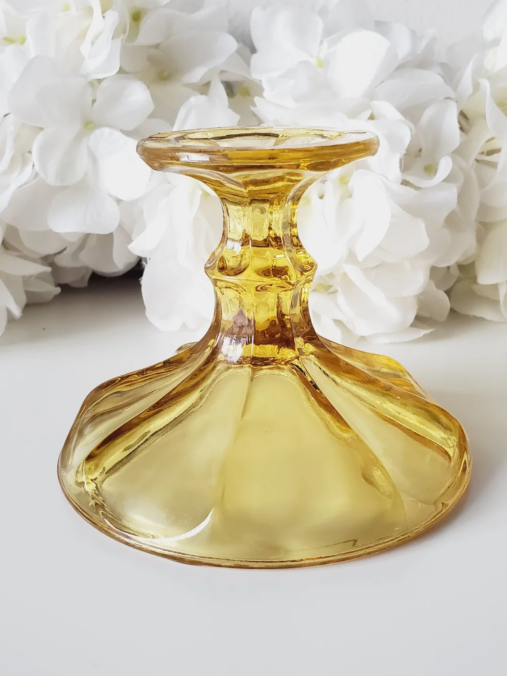 Vintage Amber Glass Compote Dish - Pedestal Centerpiece